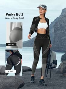 In My Nature 女士纯色拼布长袖休闲上衣和裤子户外套装