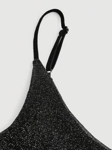 SHEIN Privé Women's Solid Color Sleeveless Slim Fit Short Elegant Dress - Black - View 3