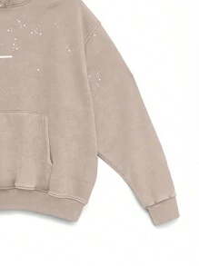 NEON BLANC Men's Street Style Knitted Salt Distressed Rhinestones Long Sleeve Hoodie, For Fall Winter - Camel - View 4