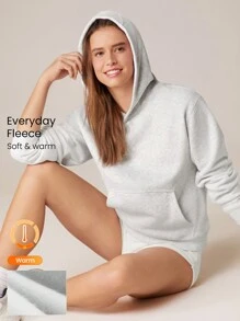 GLOWMODE Hanorac cu buzunar cangur de bază din lână de zi cu zi