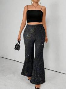 SHEIN Unity 大码高腰喇叭裤，日常休闲装 - 黑色 - 查看 6