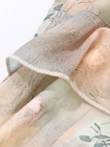 DAZY Vestido midi con mangas abullonadas, volantes en el bajo y estampado floral bohemio, vestido de verano elegante