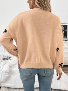 Chiquease 2024新款时尚可爱蝴蝶结设计休闲套头毛衣，兼具减龄功效，秋冬针织套头毛衣