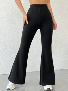 StreetHx High Waist Flare Leg Trousers - Black - View 4