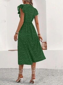 Breezaya Vestido casual con botones delanteros y estampado completo para mujer