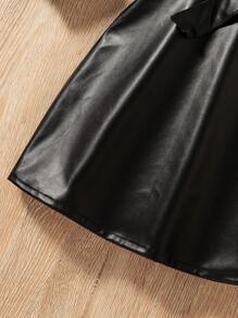 SHEIN 2 Pieces Set Tween Girls Crew Neck Heart Print Simple Top And Skirt - Multicolor - View 4