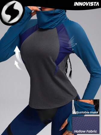 Innovista Damen Farbblock Rundhals Raglan Ärmel Outdoor T-Shirt
