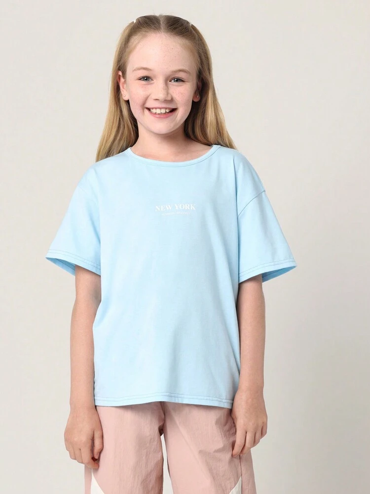 Camiseta de corte regular de mezcla de algodón cómoda con estampado de Nueva York