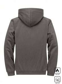 Manfinity Homme Chaqueta casual de invierno con cremallera frontal, con capucha y bolsillos para hombres de talla grande