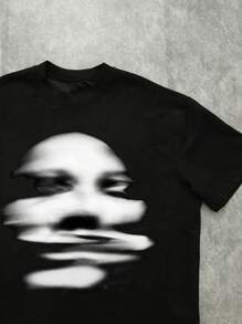 SHEIN Camiseta casual de manga curta com estampa abstrata para meninos adolescentes, adequada para o verão