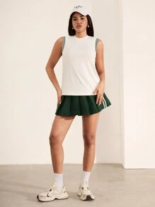 Hanevo 女士简约 Polo 领拼色休闲连衣裙 - 白色 - 查看 1