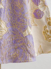 年轻女孩蝴蝶结装饰拉链后背简约优雅连衣裙 - 紫色 - 查看 3