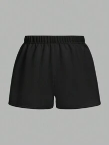 Comfortcana Plus Size Solid Color Elastic Waist Casual 3-Piece Shorts Set - Multicolor - View 10