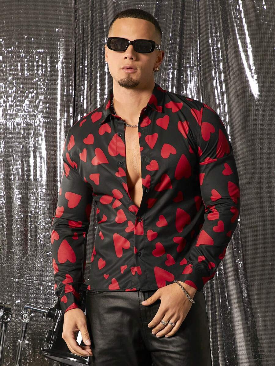 FeverCity 男士宽松梭织数码印花长袖衬衫 - 彩色 - 查看 1