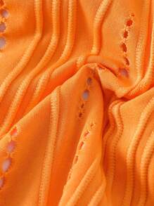 Swim SXY Maillot de bain une pièce sexy pour femmes Springbreak, à bretelles fines, avec texture orange et découpes. Idéal pour l'été et les vacances à la plage