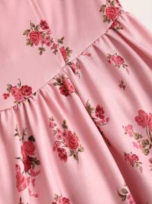 Sweetra Vestido largo con estampado floral vintage con cuello cuadrado y cintura ajustada para mujer