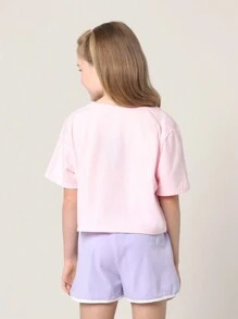 SUMWON 3 Paquetes de camisetas básicas de corte corto para niñas preadolescentes, camisetas de manga corta de mezcla de algodón suave para el verano y la primavera, ropa casual de colores pastel para el fin de semana