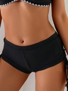 SHEIN Swim Summer Women's Casual Beach Pants, Side Drawstring Bowknot Low Waist Solid Color Swim Pants