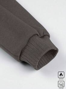 Manfinity Homme Chaqueta casual de invierno con cremallera frontal, con capucha y bolsillos para hombres de talla grande
