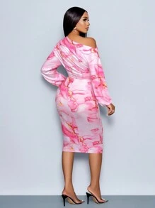 SOLERSUN Vestido midi elegante de mujer de estilo informal y sexy para Año Nuevo, con mangas largas, escote hombros descubiertos, estampado de lunares francés blanco y diseño de punto de cubrir las caderas, perfecto para fiestas, Año Nuevo, Navidad o San Valentín