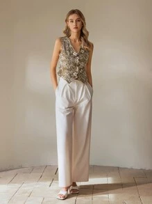 SHEIN Clasi Women's Bohemian Style Pattern Sleeveless Vest Top