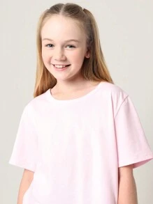 SUMWON 3 Paquetes de camisetas básicas de corte corto para niñas preadolescentes, camisetas de manga corta de mezcla de algodón suave para el verano y la primavera, ropa casual de colores pastel para el fin de semana