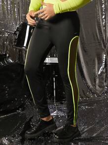 FeverCity Men's Skinny Tight Pants With Side Net Mesh Panels
