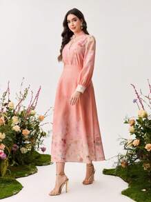 Modelyn 2pcs Floral Pattern Women Fashion Set - Pink - View 3