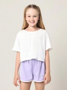 SUMWON 3 Paquetes de camisetas básicas de corte corto para niñas preadolescentes, camisetas de manga corta de mezcla de algodón suave para el verano y la primavera, ropa casual de colores pastel para el fin de semana