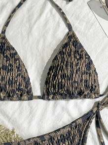 Swim Vcay Women's 2 Pieces Leopard Print Ruffled Crisscross Halter Bikini Swimming Suit For Beach Vacation, Summer Outfit - Multicolor - View 4