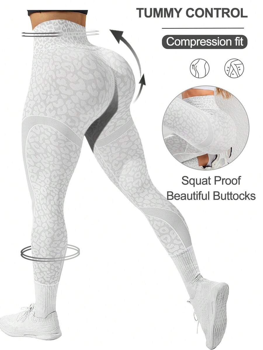 SHEIN Sport Studio Women Leopard Print Everyday Fitness Leggings