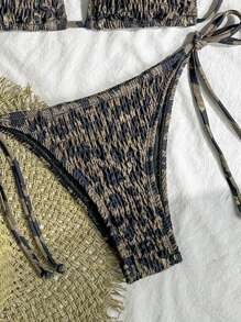 Swim Vcay Women's 2 Pieces Leopard Print Ruffled Crisscross Halter Bikini Swimming Suit For Beach Vacation, Summer Outfit - Multicolor - View 5