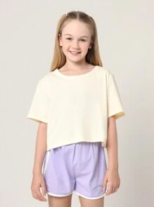 SUMWON 3 Paquetes de camisetas básicas de corte corto para niñas preadolescentes, camisetas de manga corta de mezcla de algodón suave para el verano y la primavera, ropa casual de colores pastel para el fin de semana