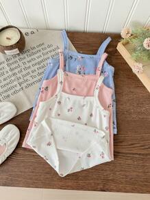 LMoss Kids Young Girl Summer Cute Ditsy Floral Knitted Cami Top