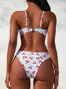 Swim Mod Dames schattige kanten bloemen kersenprint badmode set badpakken en zwembroeken, voor zomer strandvakantie