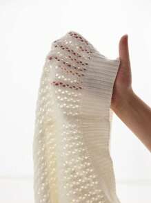 Manfinity Homme Men Casual Two-Tone Striped Pattern Button Open Knit Sweater Knitted Button Downs For Men's Old Money, Rave - White - View 8