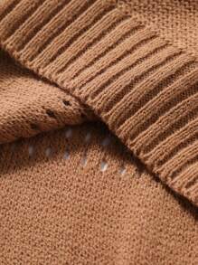 Chillumni Men's Solid Color Crew Neck Long Sleeve Minimalist Sweater, Casual For Everyday Wear - Coffee Brown - View 5