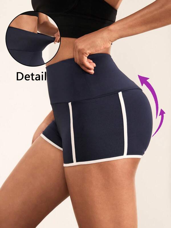 Tropiluxe Pantaloni scurți de yoga cu elasticitate înaltă pentru femei Sport, culoare contrastantă