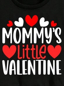 SHEIN Leap Crew Young Boy Casual Minimalist Letter Print Crew Neck Thick Sweatshirt - Black - View 3