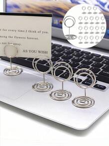 1/5/20 件不锈钢桌号架 - 2 英寸迷你餐桌摆设桌号架，适用于婚礼、派对、生日、会议、毕业典礼、招待会、餐厅、家居装饰、办公室备忘录、圣诞节 - 银色 - 銀色 - 查看 2