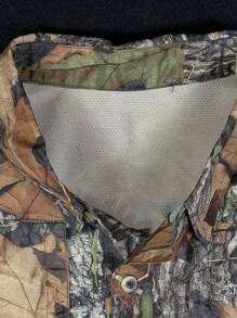 SHEIN Manfinity Dauomo Camisa casual holgada de manga corta con botones y estampado de hojas de árbol para hombre