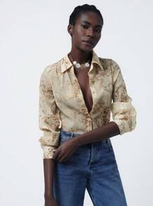 Aveloria Modichic 优雅精致的经典风格植绒透明提花衬衫