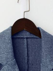 Calvaya French Elegant Elegant Casual Turndown Collar Long Sleeve Herringbone Blazer With Elastic Waist Asymmetrical Skirt Women Suit Set, Autumn/Winter