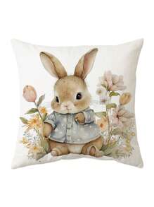 4个装复活节可爱兔子枕套 单面高清印花枕套 客厅沙发装饰枕 卧室装饰枕 酒店宾馆枕芯（不含芯） - 彩色 - 查看 4