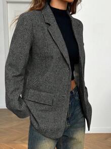 Solflare Plus Size Casual Loose Suit Jacket,Winter Clothes For Women - Grey - View 4