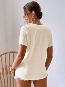 Breezaya Blusa para mujer con acabado de volantes y estampado de lunares suizos