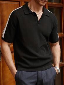 Manfinity RSRT Maglietta casual in maglia a maniche corte con colore unito e patchwork per uomo