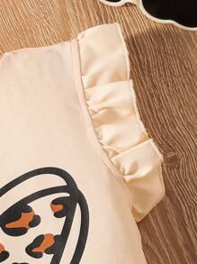 SHEIN 2 Pieces Set Tween Girls Crew Neck Heart Print Simple Top And Skirt - Multicolor - View 6