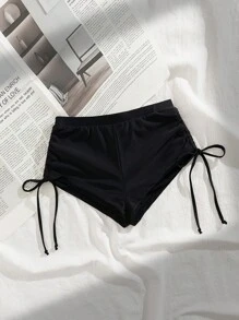 SHEIN Swim Summer Women's Casual Beach Pants, Side Drawstring Bowknot Low Waist Solid Color Swim Pants