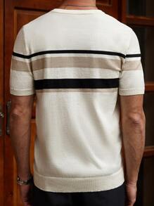 Manfinity CityGents Camiseta casual de cuello redondo de manga corta para hombre, de unicolor con parches